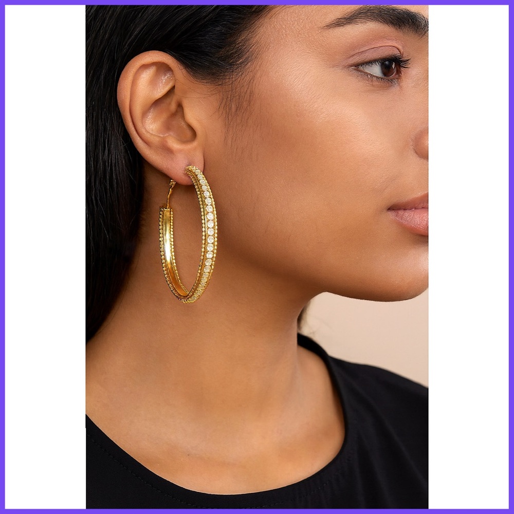 Steve Madden Large Gold Bling Hoop Earrings